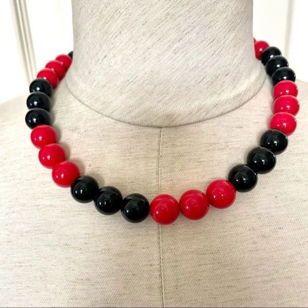 Red and black beaded necklace